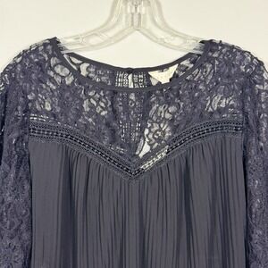 NWT Adiva Women's Black Lace & Pleats Detailed Lined Blouse Sz Medium Whimsigoth